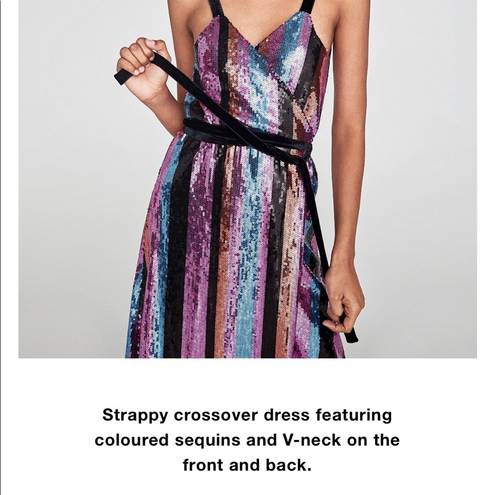Zara Sequin Stripe Wrap Midi Dress - Picture 8 of 8